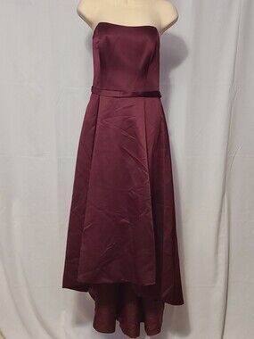 David's Bridal Strapless Satin High Low Dress With Pockets